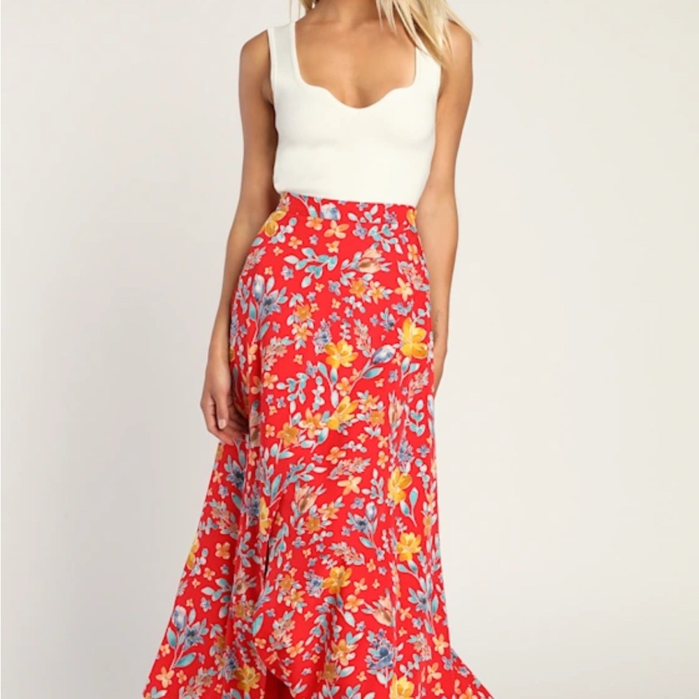 Lulu's Vibrant Floral Maxi Skirt
